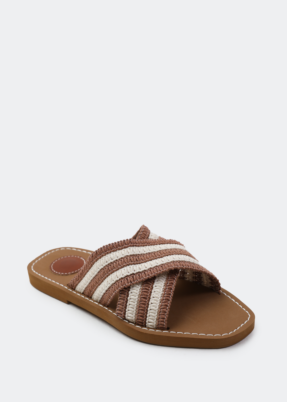 ARIZONA STRIPED CROSS OVER CROCHET STRAP IN MOCHA