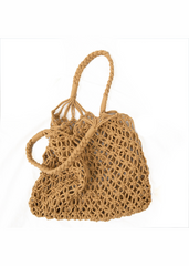 SAND CROCHET SUMMER BEACH NET BAG IN NATURAL