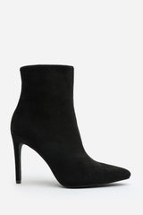 Jemima Black Suede Pointed Toe Stiletto Ankle Boots