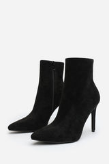 Jemima Black Suede Pointed Toe Stiletto Ankle Boots