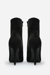 Jemima Black Suede Pointed Toe Stiletto Ankle Boots