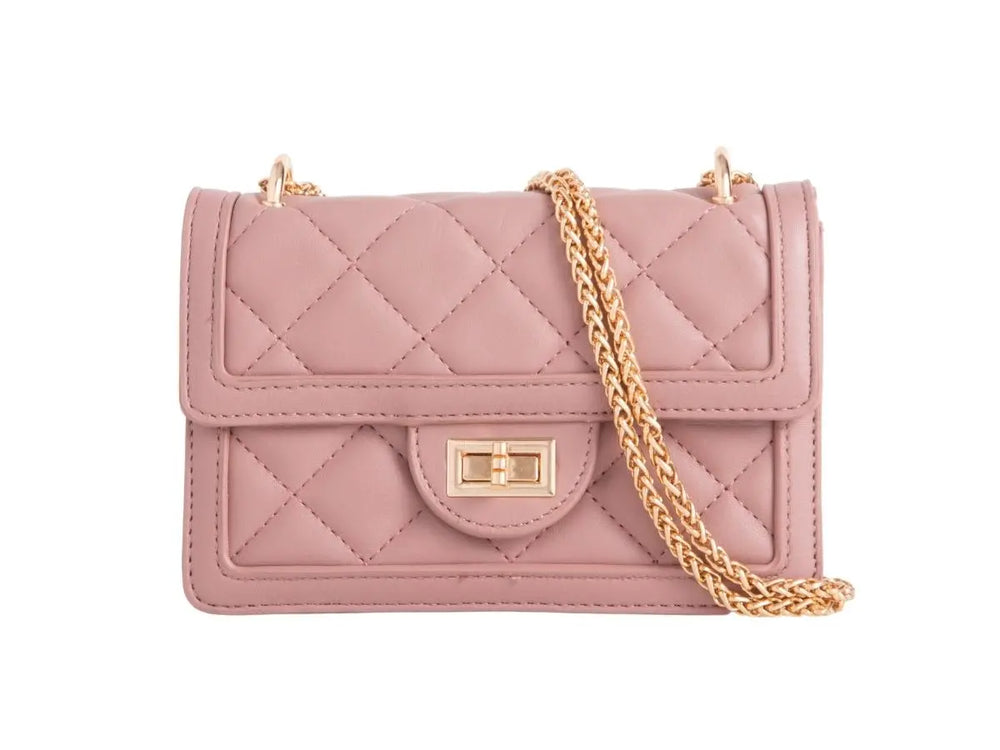 OLA QUILTED CROSS BODY BAG IN DARK PINK