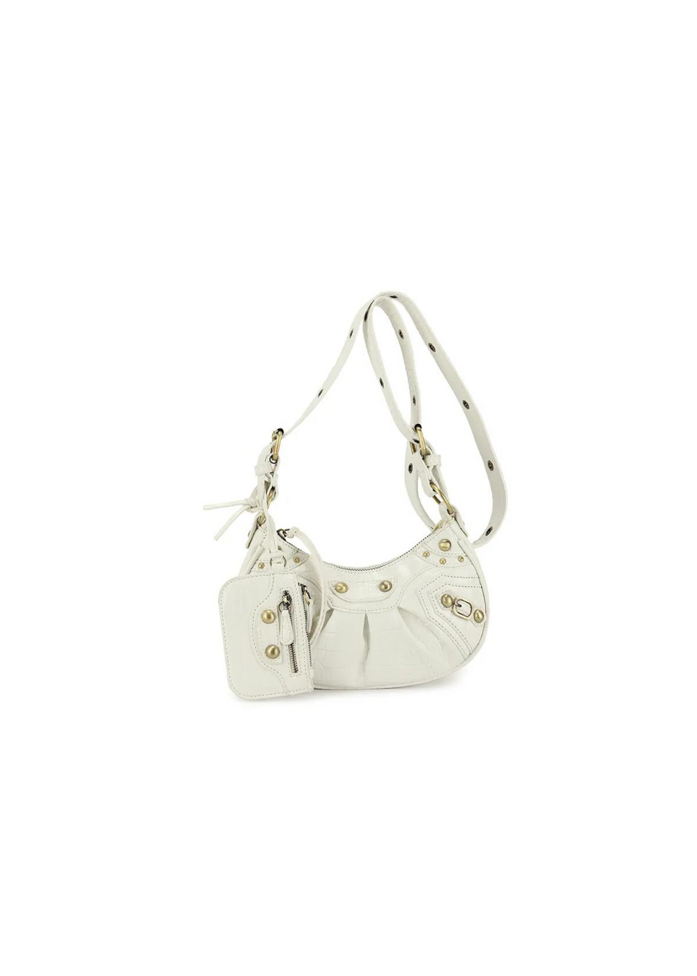 CHILLI DRAWSTRING BUCKET BAG WITH TASSEL DETAIL IN WHITE FAUX LEATHER