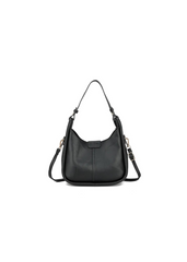 MYA CLASSIC TOP HANDLE  BAG IN BLACK FAUX LEATHER