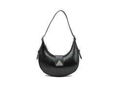 ALMA SMALL CURVED SHOULDER BAG WITH ZIP IN BLACK
