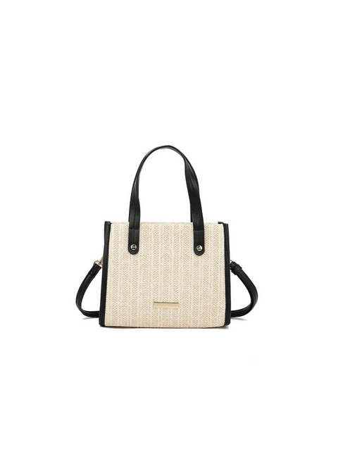 CARNABY SMALL SQUARE CROSS BODY TOP HANDLE BAG IN BLACK FAUX LEATHER
