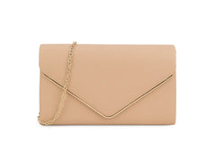 SCULPT  CLUTCH WITH GLEAMING DETAIL IN TAUPE FAUX LEATHER