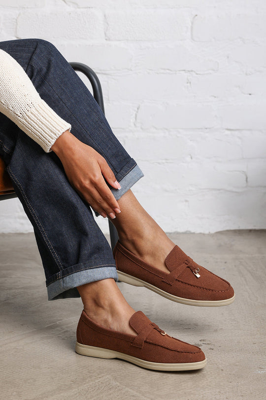 Pegasus Slip On Trim Loafers With Accessory Detailing In Brown