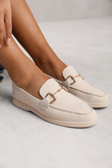 ITALY WIDE FIT SLIP ON LOAFER WITH METAL DETAILING IN BEIGE SUEDE