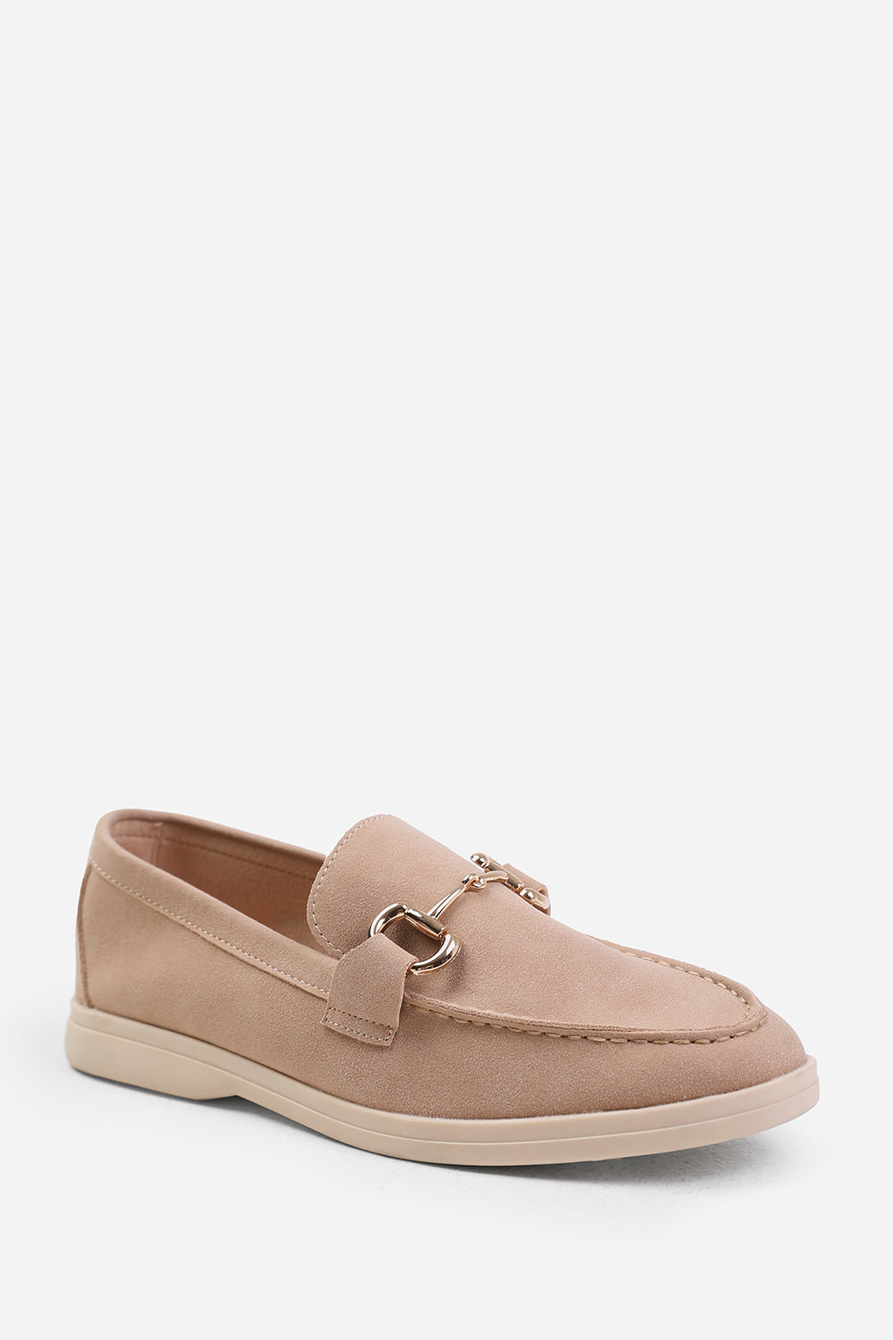 ITALY SLIP ON LOAFER WITH METAL DETAILING IN KHAKI SUEDE