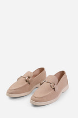 ITALY SLIP ON LOAFER WITH METAL DETAILING IN KHAKI SUEDE