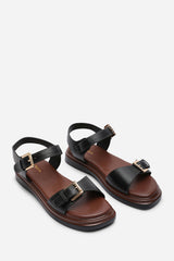 Circa Flatform Double Buckle Black Sandal
