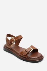 Circa Flatform Double Buckle Tan Sandal
