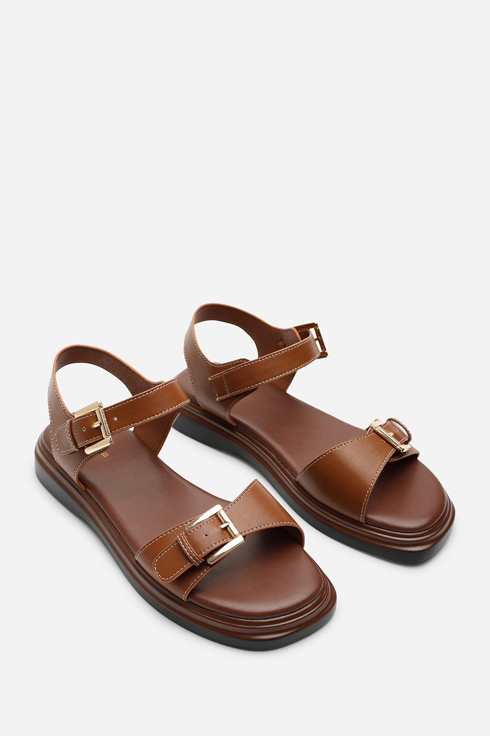 Circa Flatform Double Buckle Tan Sandal