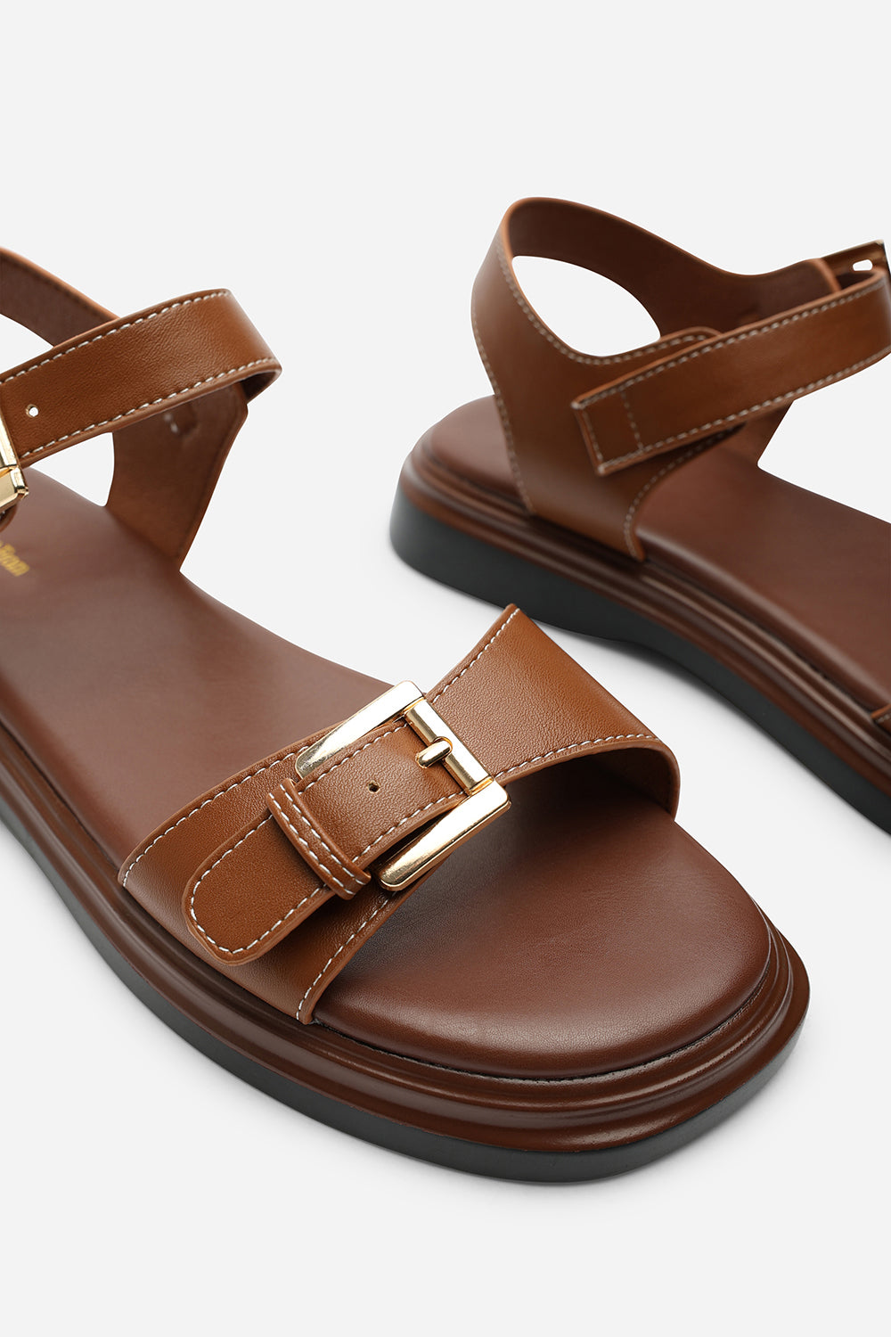 Circa Flatform Double Buckle Tan Sandal