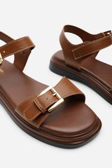 Circa Flatform Double Buckle Tan Sandal