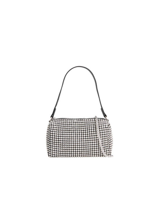 SHINE TOP HANDLE SMALL BAG WITH DIAMANTE DETAIL IN BLACK