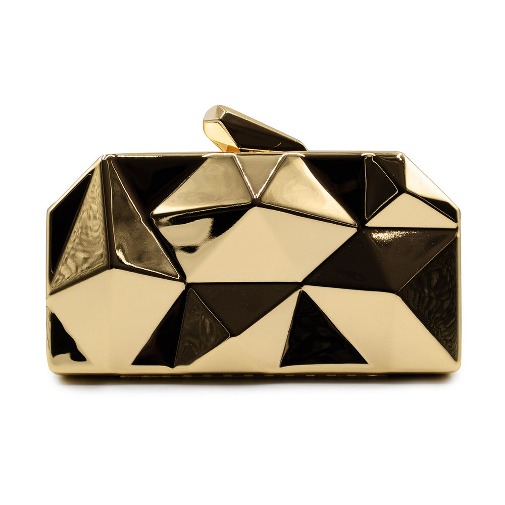 MELANIE GEOMETRIC PATTERN CLUTCH BAG IN GOLD