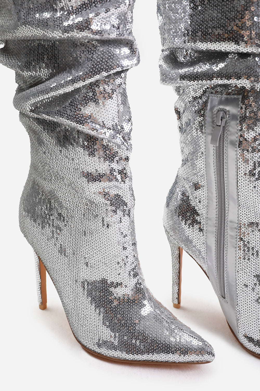 Silver slouch boots on sale