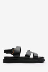 Clover Flatform Sandals With Cutout Straps In Black