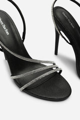 Palira Wrap Around Diamante Strap High Heels In Black Shimmer