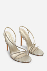 Palira Wrap Around Diamante Strap High Heels In Light Gold Shimmer