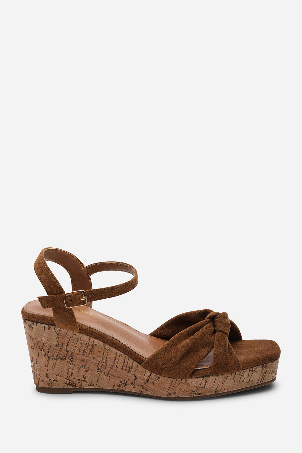 Mystique Platform Knot Detail Cognac Suede Wedge