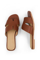 MAE PU STRAP SANDALS IN TAN FAUX LEATHER