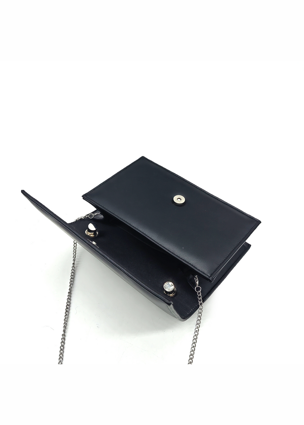 PEARL SMALL BAG WITH KNOTTED HANDLE DETAIL IN BLACK FAUX LEATHER