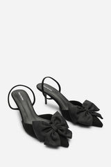 Plavira Black Suede Bow Detail Low Slingback Court Shoes