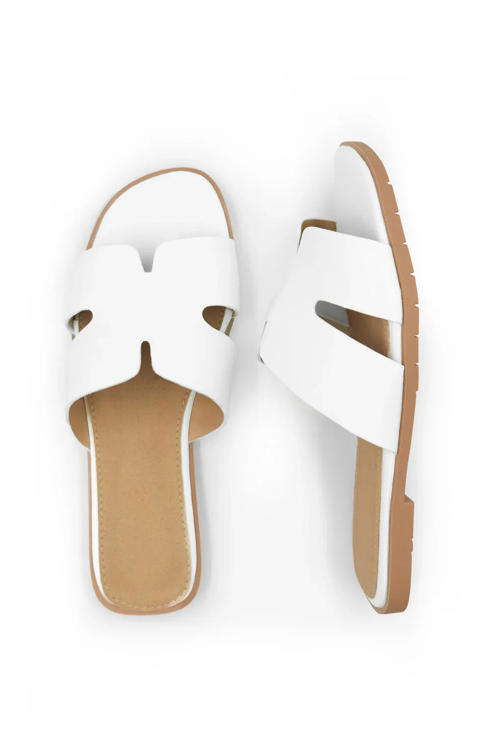 MAE WIDE FIT PU STRAP SANDALS IN WHITE FAUX LEATHER