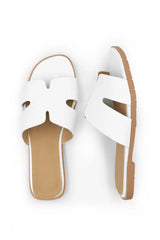 MAE WIDE FIT PU STRAP SANDALS IN WHITE FAUX LEATHER