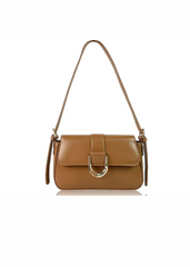 ALOE SHOULDER BAG WITH BUCKLE DETAIL IN TAN FAUX LEATHER