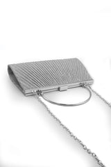 ELAINA CLUTCH WITH METAL HANDLE GRAB IN SILVER
