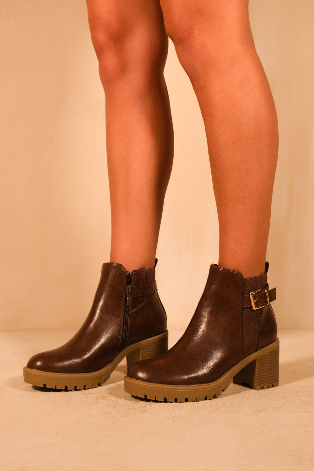 Mid ankle leather boots best sale