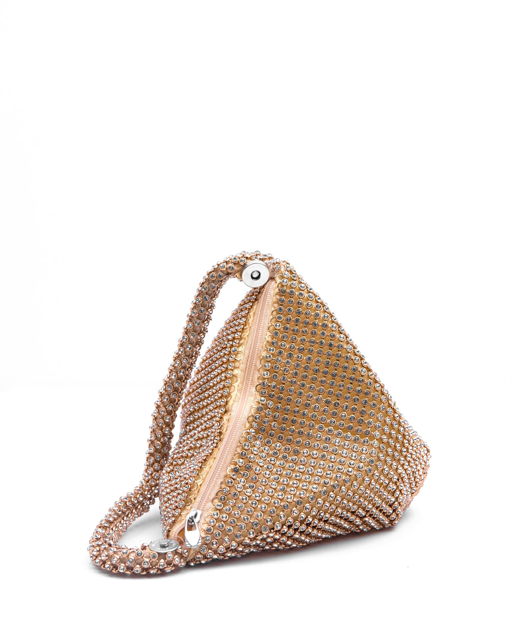 NICKI DIAMANTE MINI CHAINMAIL POUCH BAG IN ROSE GOLD
