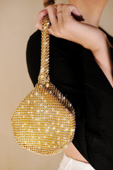 NICKI DIAMANTE MINI CHAINMAIL POUCH BAG IN ROSE GOLD