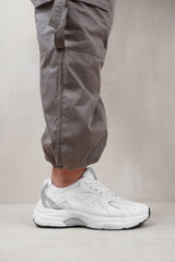 TEMPO PANEL DETAIL LACE UP CHUNKY SOLE TRAINERS IN SILVER