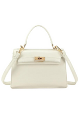 STORM TOP HANDLE BAG WITH BUCKLE DETAIL IN WHITE CROC