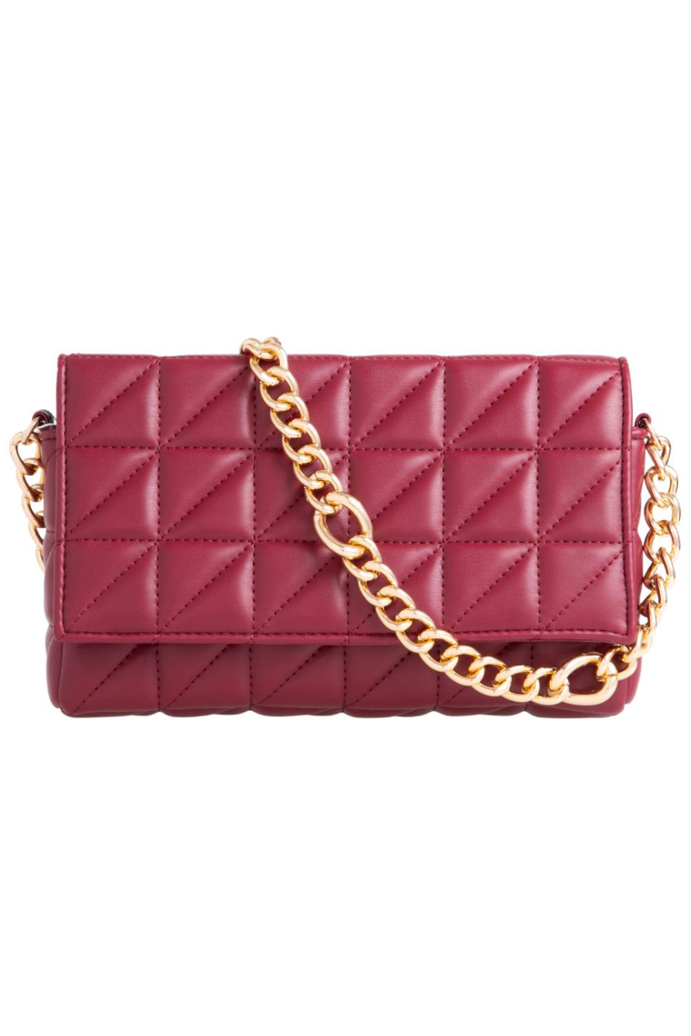 NIMBUS CROSSBODY CHAIN BAG WITH STITCHING DETAIL IN BURGUNDY