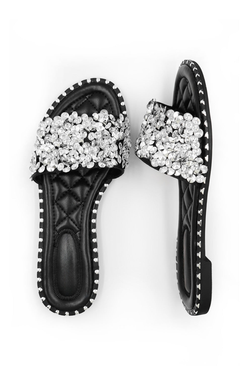 Diamante sliders best sale wide fit