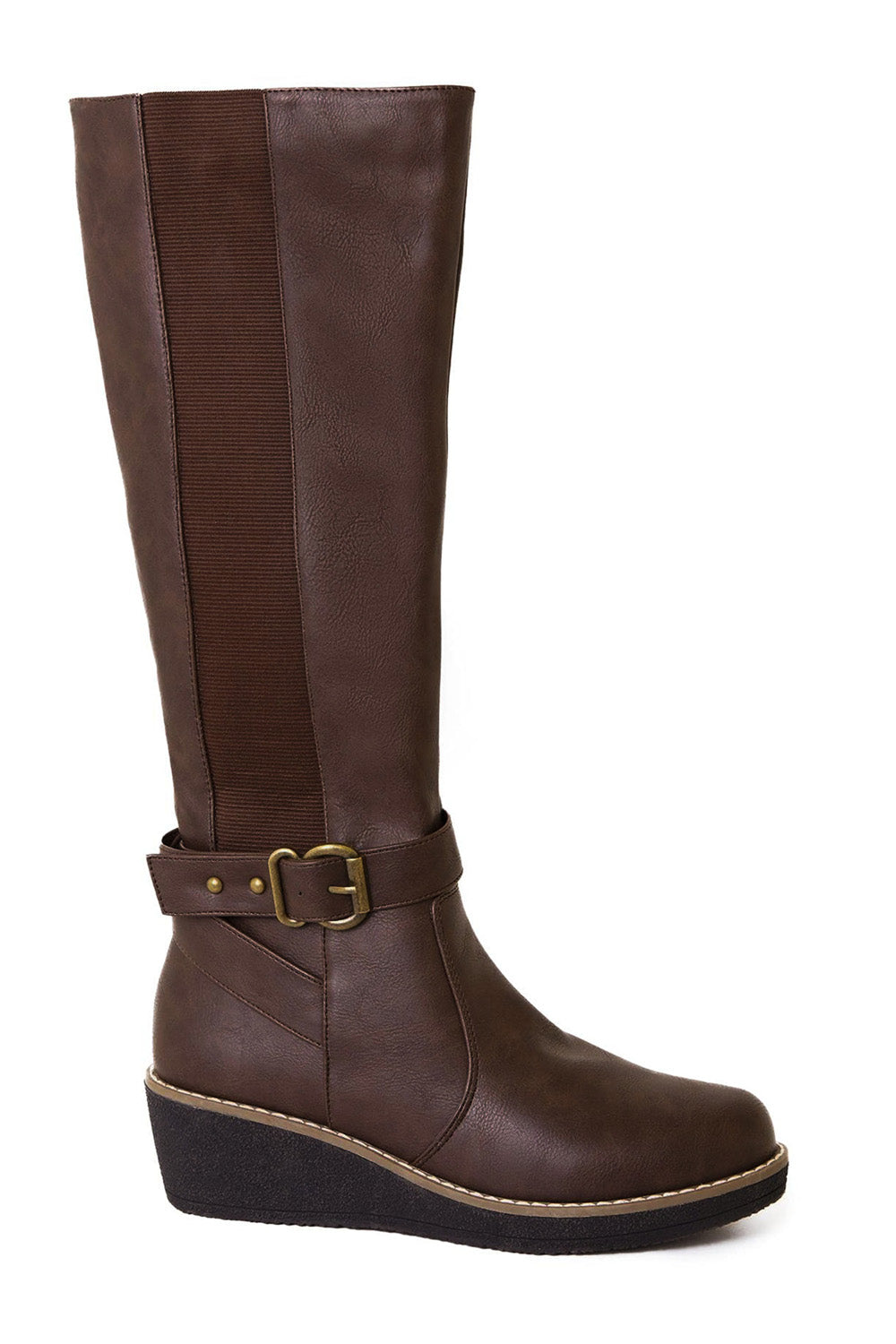 Leather boots wedge heel online
