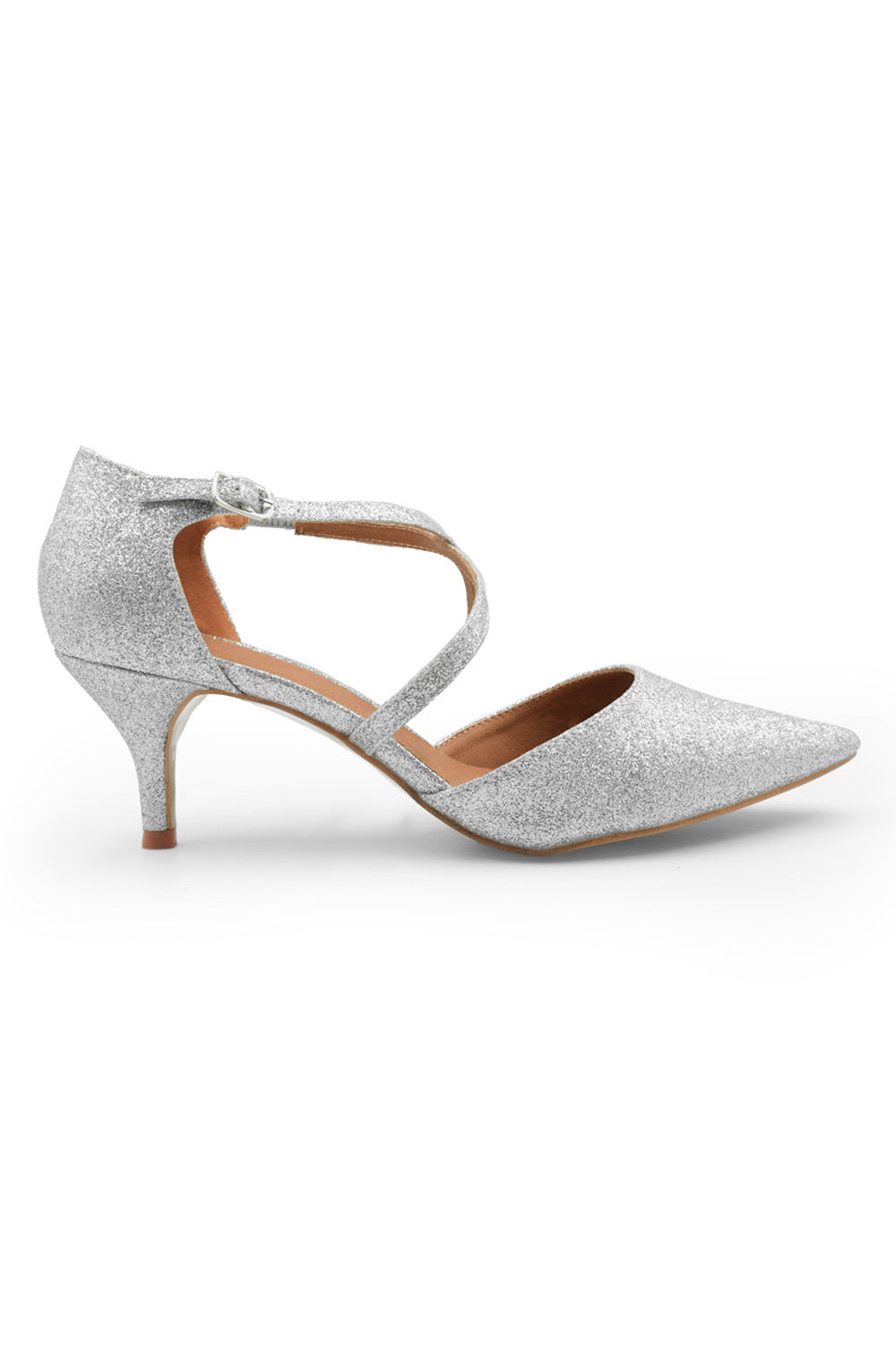 Amazon.com | MAIERNISI JESSI Women's Classic Kitten Heel Pumps Pointed Toe  Slip On Dress Shoes Glitter Silver 36 - US 6 | Pumps